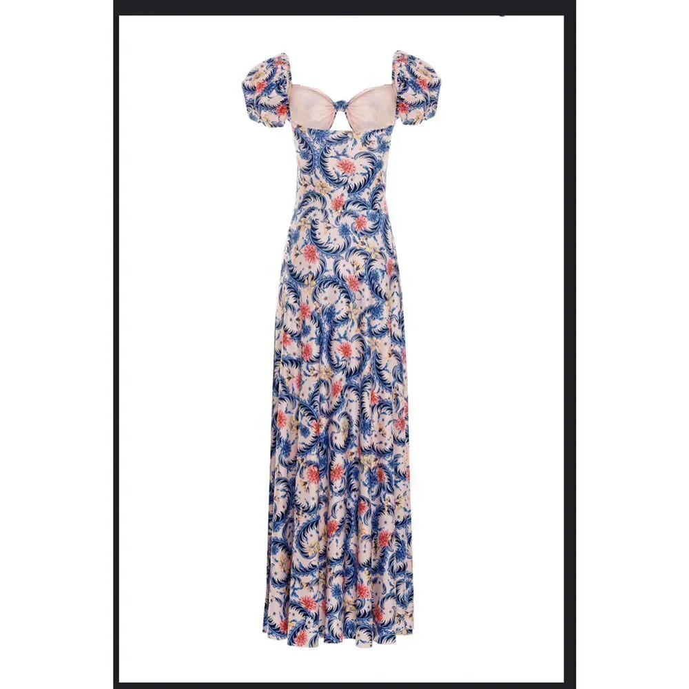 Agua Bendita Blue and Pink Floral Maxi Dress - Picture 13 of 13